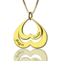 Heart in Heart Name Pendant In 18ct Gold Plated