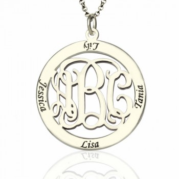 Personalised Family Monogram Name Necklace Sterling Silver