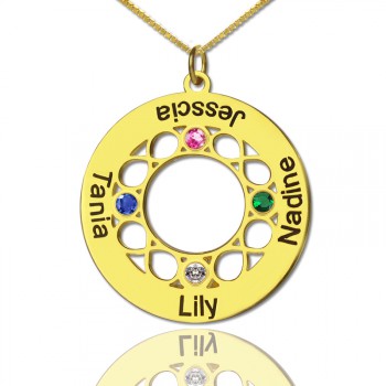 Infinity Birthstone Family Names Necklace In 18ct Gold Plated