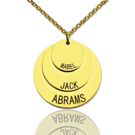 Disc Necklace With Kids Name For Mom 18ct Gold Plated