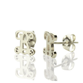 Personalised Single Monogram Stud Earrings Sterling Silver