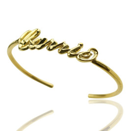 Personalised 18ct Gold Plated Name Bangle Bracelet