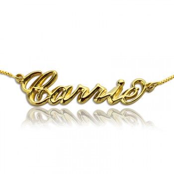 Personalised 3D Carrie Name Necklace 18ct Gold Plating