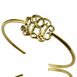 Personalised Celebrity Monogram Initial Bangle 18ct Gold Plated