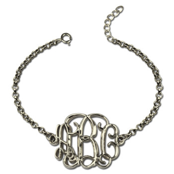 Celebrity Monogram Initial Bracelet Sterling Silver