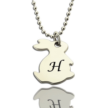 Personalised Rabbit Initial Charm Pendant Sterling Silver