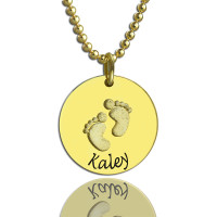 Personalised Baby Footprints Name Necklace 18ct Gold Plated