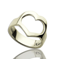 Personalised Couple's Name Promise Heart Ring Silver