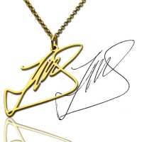 Custom Necklace with Your Own Signature 18ct Gold Plated Silver