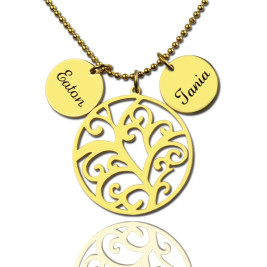 Family Tree Necklace With Name Charm For Mom