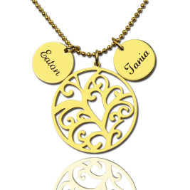 Family Tree Necklace With Name Charm For Mom