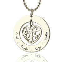 Personalised Heart Family Tree Necklace Sterling Silver