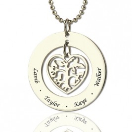 Personalised Heart Family Tree Necklace Sterling Silver