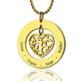 Circle Family Tree Pendant Necklace In 18ct Gold Plated