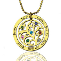 Family Tree Birthstone Necklace In 18ct Gold Plated