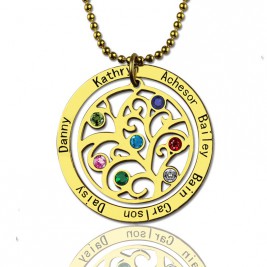 Family Tree Birthstone Necklace In 18ct Gold Plated