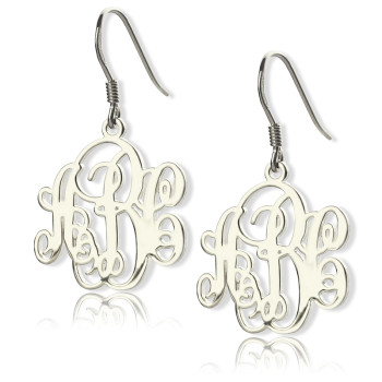 Sterling Silver Script Monogram Earrings