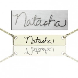 Custom Necklace With Your Signature Bar Silver
