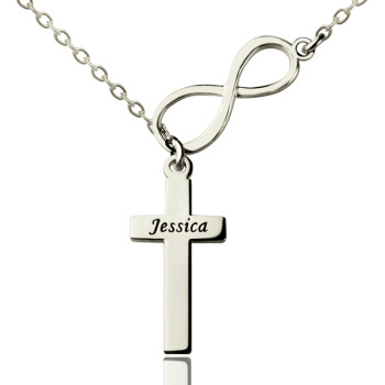 Infinity Cross Name Necklace Sterling Silver