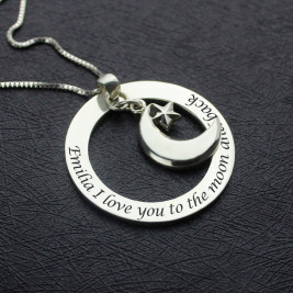 I Love You To The Moon and Back Moon  Start Charm Pendant