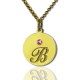 Engraved Initial  Birthstone Disc Charm Necklace 18ct Gold Plated