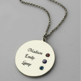 Grandma's Disc Birthstone Necklace