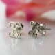 Personalised Single Monogram Stud Earrings Sterling Silver