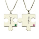 Engraved Puzzle Necklace for Couples Love Necklaces Silver