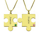 Matching Puzzle Necklace for Couple With Name  Birthstone 18ct Gold Plate