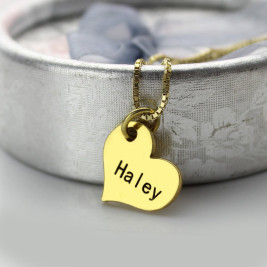 Matching Heart Couples Name Dog Tag Necklaces