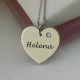 Sterling Silver Simple Heart Name Necklace with Birthstone