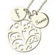 Family Tree Necklace with Custom Name Charm Silver