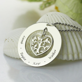 Personalised Heart Family Tree Necklace Sterling Silver