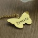 Custom Charming Butterfly Pendant Emgraved Name 18ct Gold Plated