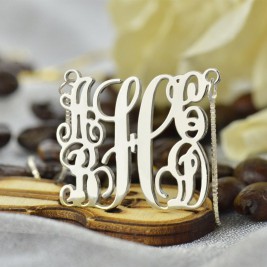 Customised 5 Initials Family Monogram Necklace Silver
