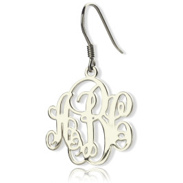 Sterling Silver Script Monogram Earrings