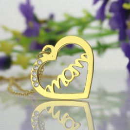 Mothers Heart Necklace With Birthstone 18ct Gold Plated