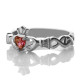 Ladies Claddagh Rings With Birthstone  Name White Gold Plated Silver