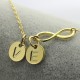 Infinity Necklace With Disc Initial Charm 18ct Gold Plated
