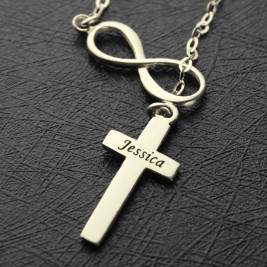 Infinity Cross Name Necklace Sterling Silver