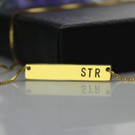 Personalised Initial Bar Necklace 18ct Gold Plated