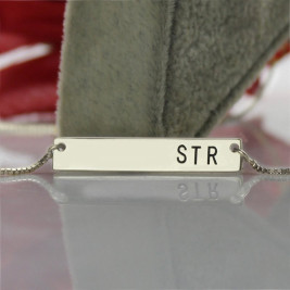 Sterling Silver Initial Bar Necklace