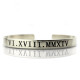 Personalised Roman Numeral Date Cuff Bracelet Sterling Silver