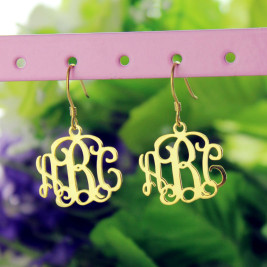 18ct Gold Plated Monogram Earrings