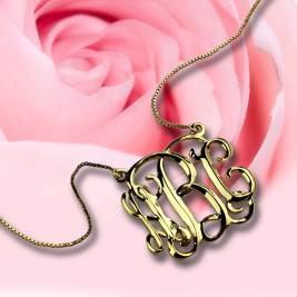 Custom Cube Monogram Initials Necklace 18ct Gold Plated