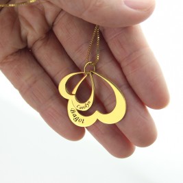 Heart in Heart Name Pendant In 18ct Gold Plated