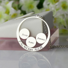 Personalised Family Name Pendant For Mom Silver