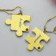 Matching Puzzle Necklace for Couple With Name  Birthstone 18ct Gold Plate