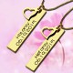 Couples Bar Necklace Engraved Name  Date 18ct Gold Plated