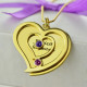 His  Her Birthstone Heart Name Necklace 18ct Gold Plated